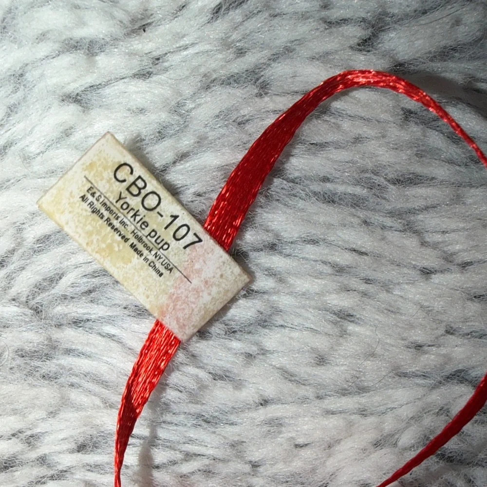 Festive Red Yorkie Dog Christmas Ornament with Bow E & S Pets New Without Box